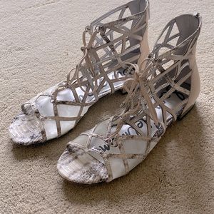 Sam Edelman gladiator cream and silver sandals. Women’s size 9.